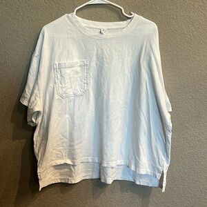 White with gray stitching oversized comfy top! Size s/m